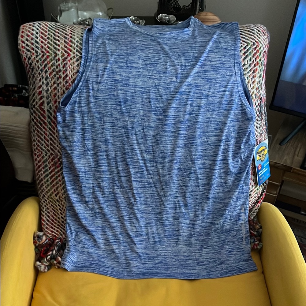 Blue Sleeveless Muscle Tee Tank Top with UPF 50+